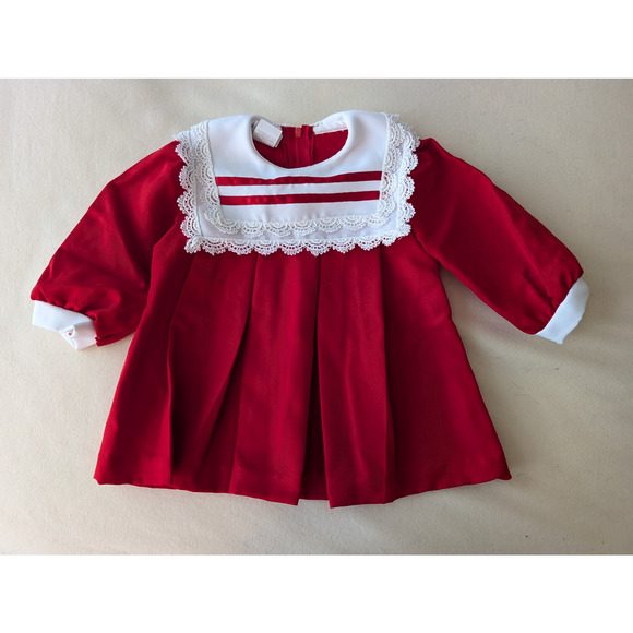 Lot of 3 Vintage 1980s Girls Dresses Sailor Ruffles Made in USA Holidays Size 2T - Picture 7 of 14